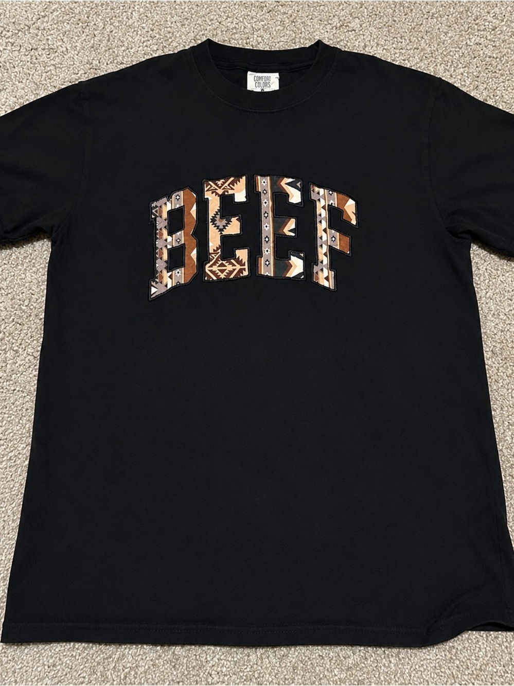 Comfort Colors Black 'BEEF' Graphic Short Sleeve Tee